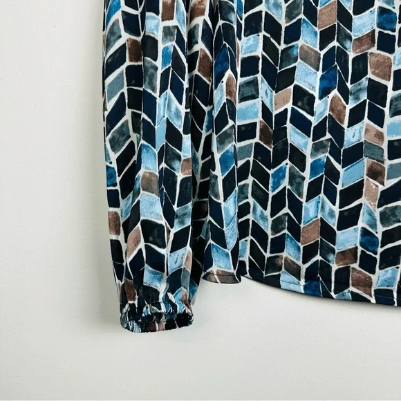 NIC+ZOE HERRINGBONE BLUES TOP Size Large - Picture 4 of 7